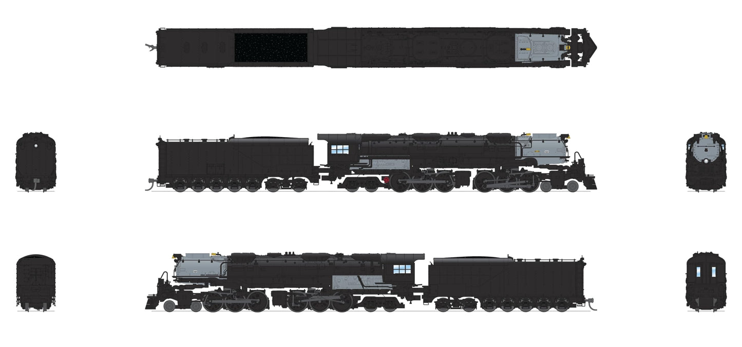 Broadway Limited 6991 UP Challenger 4-6-6-4, Unlettered, Black & Graphite, Coal Tender, Paragon4 Sound/DC/DCC, Smoke, N Scale
