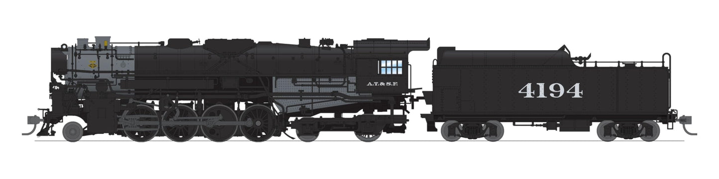 Broadway Limited 7848 ATSF 2-8-4 Berkshire, T1a #4196, 4-axle Tender, Disk Main Driver, No-Sound/DCC-Ready, HO Scale