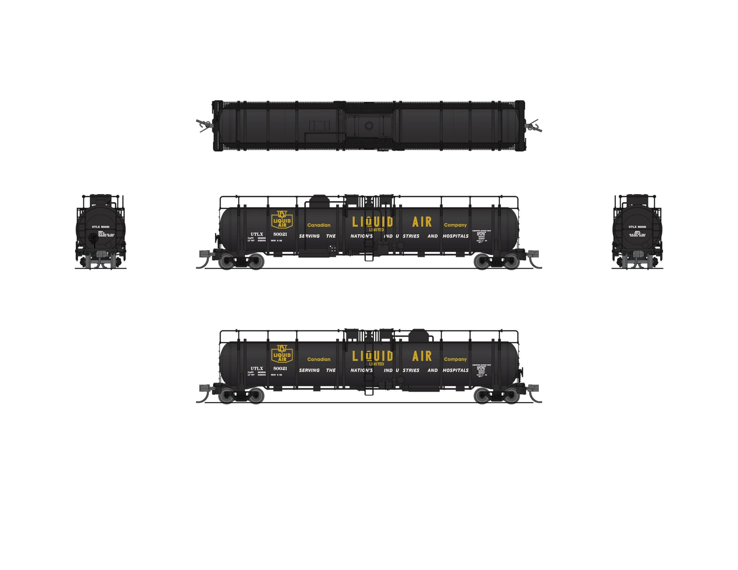 Broadway Limited 8153 Cryogenic Tank Car, Canadian Liquid Air, Single Car, N Scale