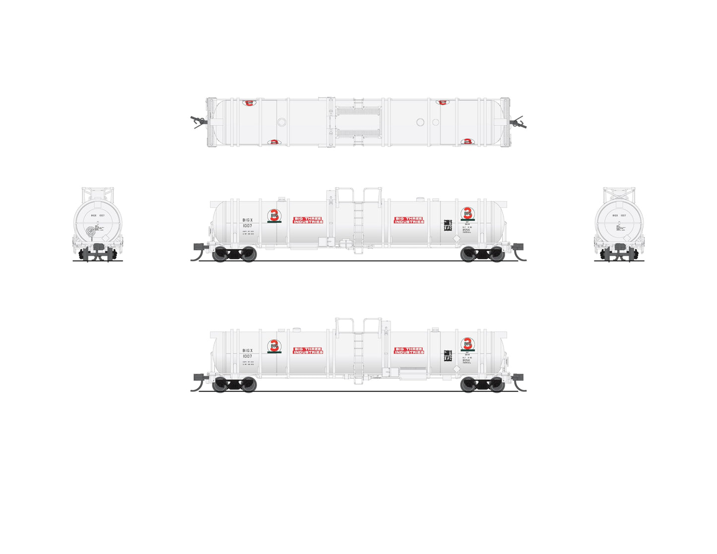 Broadway Limited 8152 Cryogenic Tank Car, Big 3, Single Car, N Scale