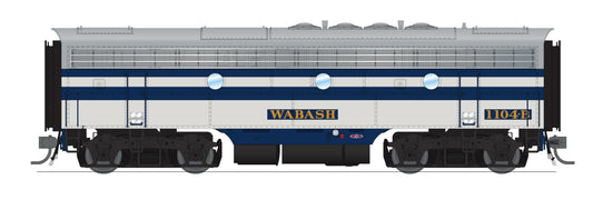 Broadway Limited 6681 EMD F7 A/B Set, WAB 1104/1104B, Blue, Gray & White, A-Unit Paragon4 Sound/DC/DCC, Unpowered B, HO
