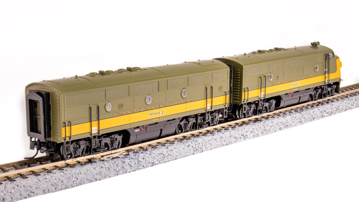 Broadway Limited 6831 EMD F3 A/B, CN 9003/9004, Olive Green & Imitation Gold, A-Unit Paragon4 Sound/DC/DCC, Unpowered B-Unit, N