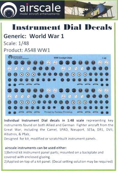 1/48 WWI Allied & German Instrument Dials (Decal)