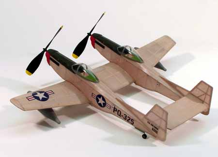 17-1/2" Wingspan F82 Twin Mustang Rubber Pwd Aircraft Laser Cut Kit