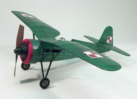 30" Wingspan PZL P11c Rubber Pwd Aircraft Laser Cut Kit