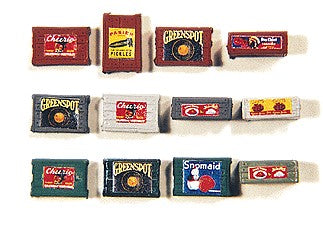 HO Custom Crates Small Brown, Fruit/Food (4)