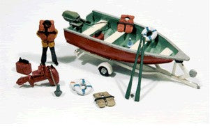 HO Deluxe Boat, Motor, Trailer, Acc Metal Kit