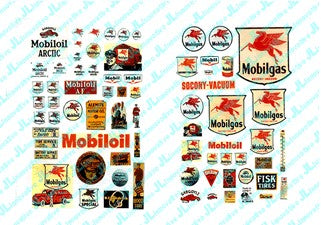 HO 1930-50's Vintage Mobil Gas Station Posters/Signs (74)