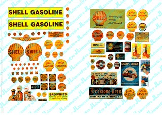 HO 1940-50's Vintage Shell Gas Station Posters/Signs (92)