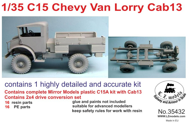 1/35 C15 Cab 13 Chevy Van Lorry Flatbed Truck (Plastic) (D)