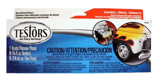 Auto Detail Enamel Paint Set (8 Colors & Thinner)