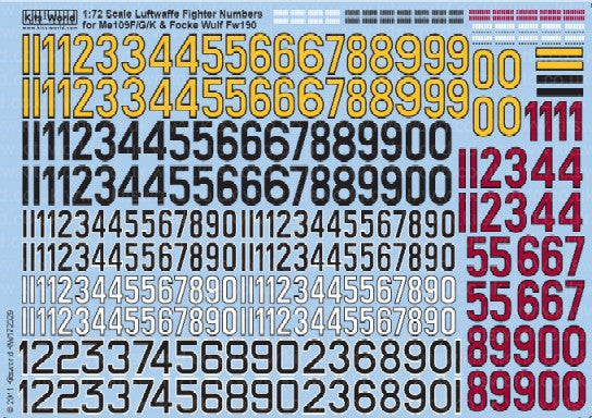 1/72 Luftwaffe Fighter Numbers Me109F/G/K & Fw190s