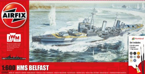1/600 HMS Belfast Light Cruiser Gift Set w/paint & glue