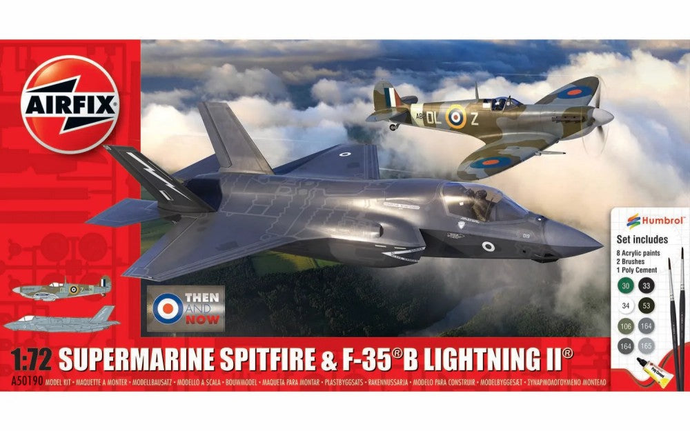 1/72 Supermarine Spitfire & F35B Lightning II Fighter Gift Set w/paint & glue