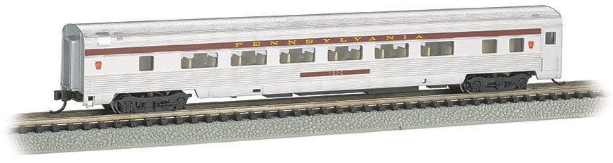 N 85' Streamline Fluted Coach Car w/Lighted Interior Pennsylvania #1572