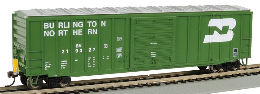 HO 50' Outside Braced Boxcar Burlington Northern w/Track-Powered Flashing LED End of Train Device
