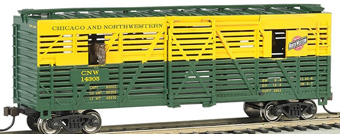 HO 40' Animated Stock Car w/Horses Chicago & Northwestern