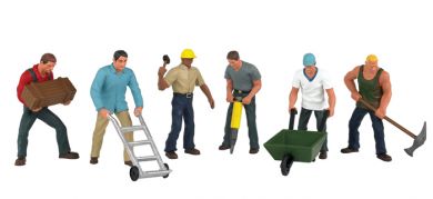 HO Scenescapes Construction Workers (6) w/Accessories