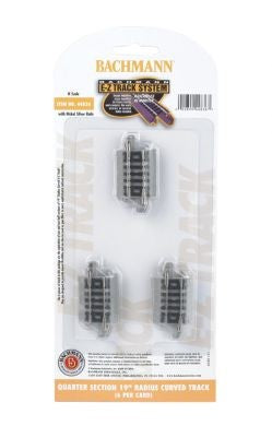 N Quarter Section 19" Radius Curved Nickel Silver Track (6/Cd)