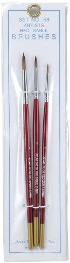 Atlas Brush #58: 1,3,5 Red Sable Detailing Brushes (3)