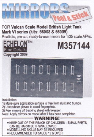 1/35 British Mk VI Light Tank Mirrors for VSM (Peel & Stick)