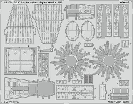1/48 Aircraft- B26C Invader Undercarriage & Exterior for ICM(D)