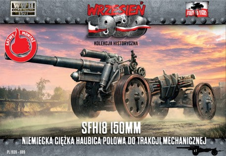 1/72 WWII German sFH18 150mm Heavy Howitzer w/Towing Trolley