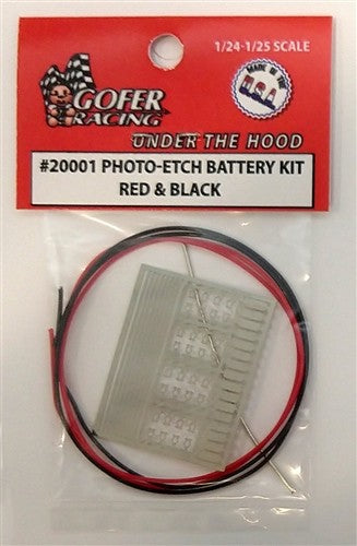 1/24-1/25 Photo-Etch Battery Detail Set w/Red & Black Cable Wire