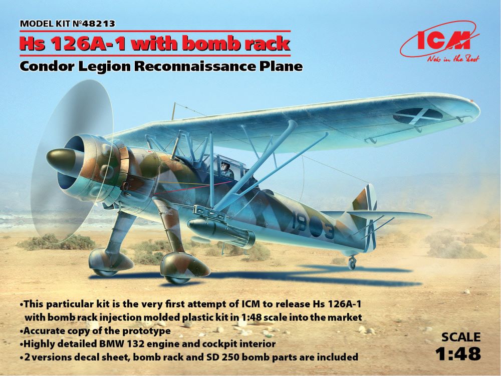 1/48 Hs126A1 Condor Legion Recon Aircraft w/Bomb Rack