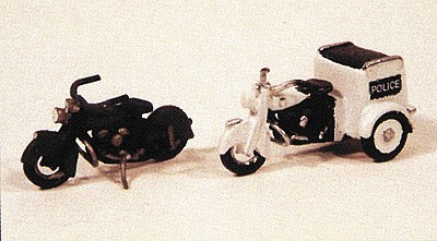 HO 1947 Motorcycles (2) 1 w/Tri-Cycle Servi-Car Metal Kit