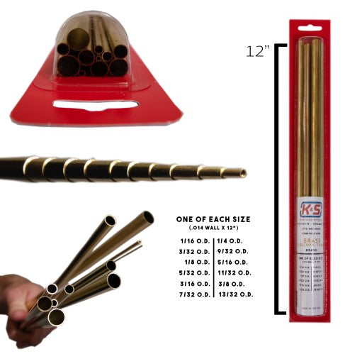 1/16" thru 13/32"x12" Brass Telescopic Tubing .014 Wall (12pc)