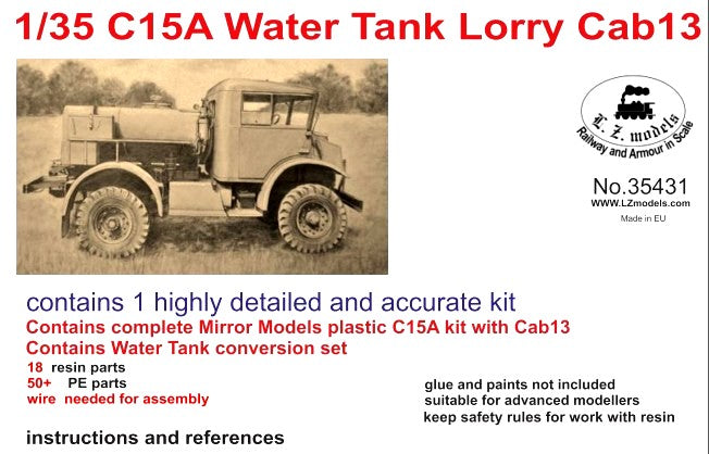 1/35 C15A Cab 13 Water Tank Lorry Truck (Plastic) (D)