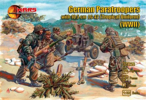 1/32 WWII German Paratroopers Tropical Uniform (10) w/10.5cm LG42/43 Gun (2)
