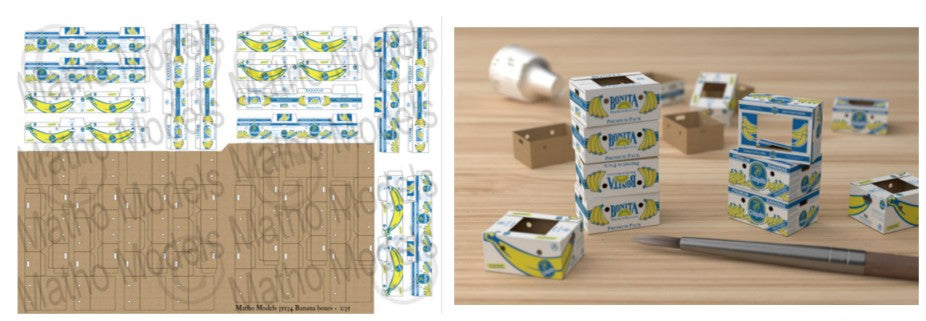 1/35 Cardboard Boxes Banana Printed Paper (14) (3 different designs)