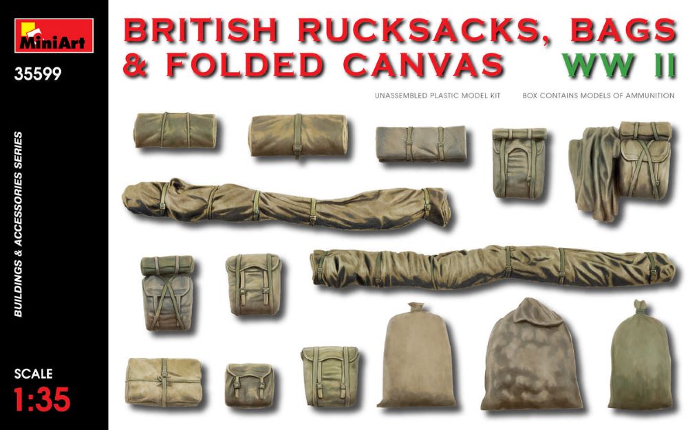 1/35 WWII British Rucksacks, Bags & Folded Canvas