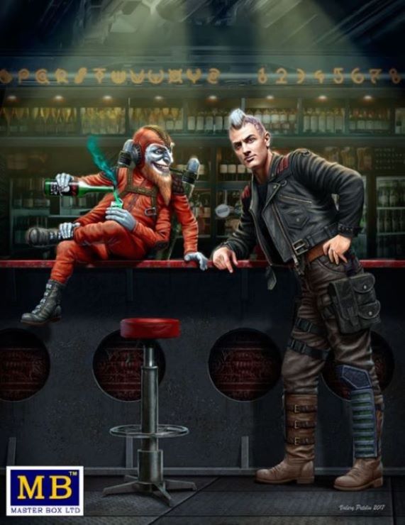 1/24 At the Edge of the Universe: Galactic Sheriff Leaning on Bar & Four-Armed Joker Creature Sitting on Bar Section (D)