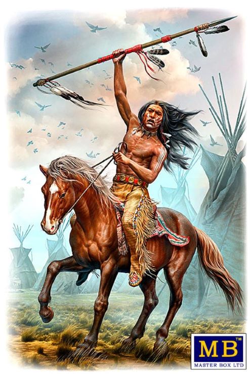 1/24 Running Bear Buffalo Hunter Indian Holding Spear Riding Horse