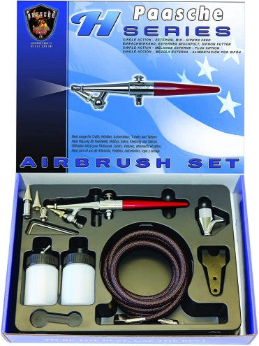 H Series Siphon Feed Single Action Airbrush Set w/3 Heads (H-3AS)