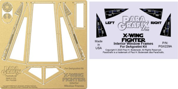 1/18 DeAgostini X-Wing Fighter Canopy Interior Window Frames Photo-Etch & Decal Set (D)