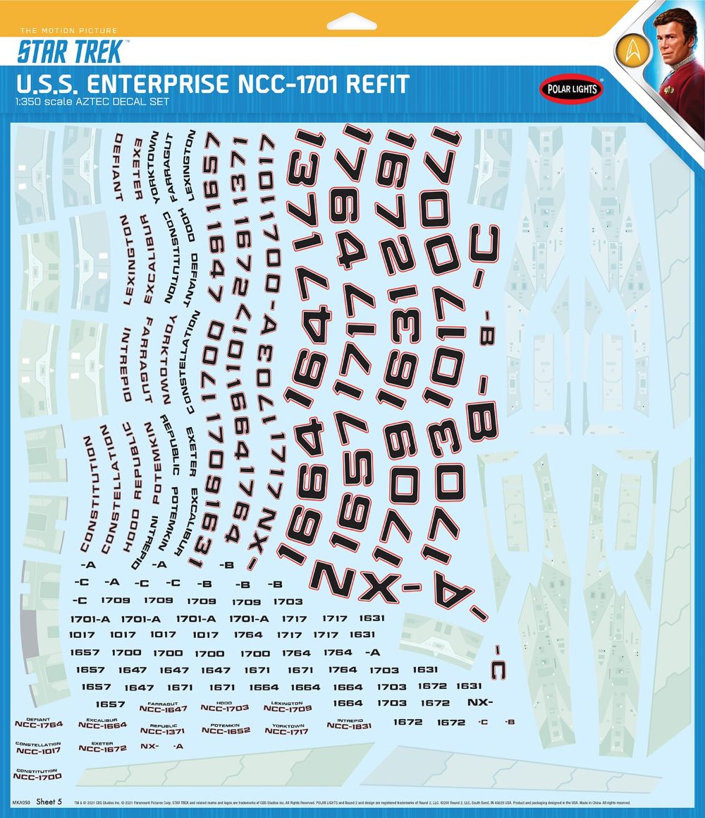 1/350 Star Trek USS Enterprise NCC1701 Refit Aztec Decals