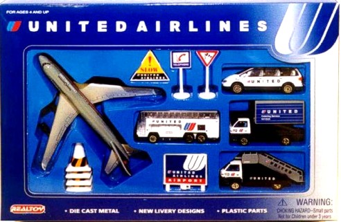 United Airlines B747 Airport Die Cast Playset (12pc Set)