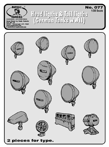 1/35 WWII German Tank Head Lights & Tail Lights (Resin)