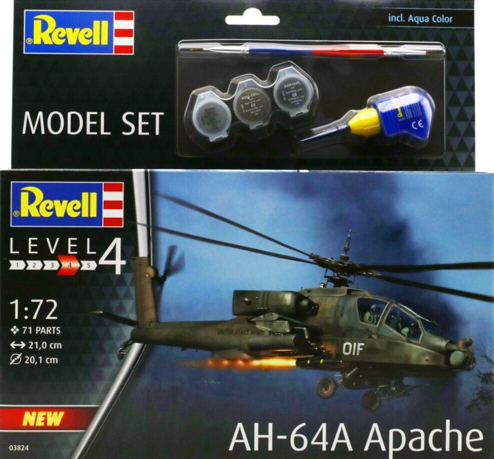 1/72 AH64A Apache Combat Helicopter w/paint & glue
