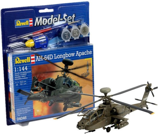 1/144 AH64D Longbow Apache Helicopter w/paint & glue