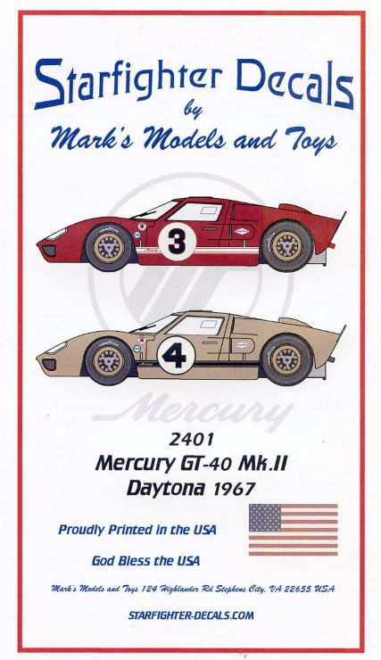 1/24 Mercury GT40 Mk II Daytona 1967 24-Hours Race for FJM