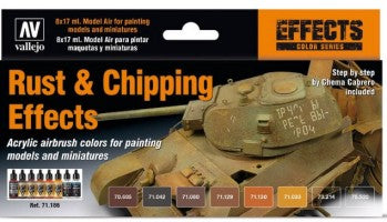 17ml Bottle Rust & Chipping Effects Model Air Paint Set (8 Colors)