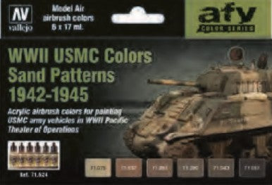 17ml Bottle AFV WWII USMC Sand Patterns 1942-1945 Model Air Paint Set (6 Colors)
