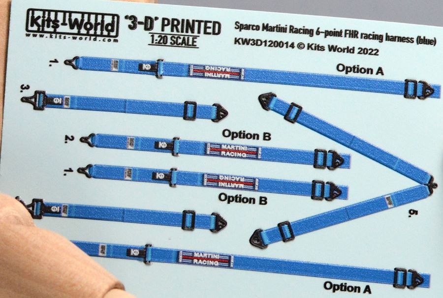 1/20 3D Color Sparco Martini 6-Point FHR Racing Seatbelts/Harness Blue