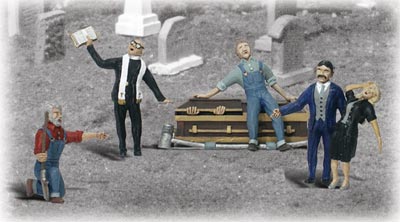 HO Scenic Accents Graveside Service People w/Casket (5)