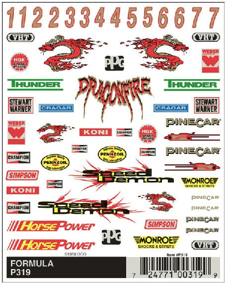 Pine Car Dry Transfer- Formula